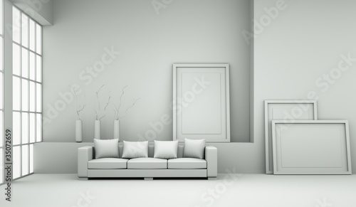 Illustration: Designmodell- Sofa mit Kissen Designmodell- Sofa mit Kissen