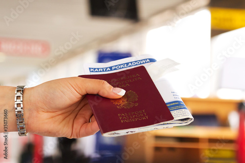 Photo: Passport check in on airport Passport check in on airport
