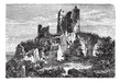 Ruin of Drachenfels Castle in Rhineland-Palatinate, Germany, vin