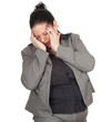 Foto: fat businesswoman suffering from pain, headache fat businesswoman suffering from pain, headache
