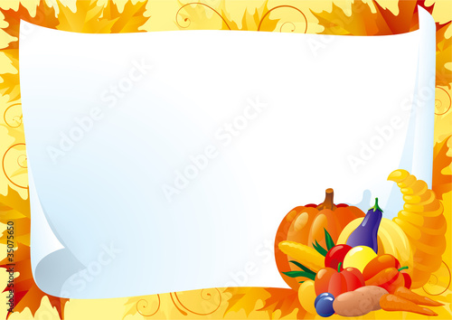 Vector: Empty blank with Cornucopia and Vegetables Empty blank with Cornucopia and Vegetables