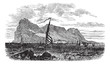 Gibraltar in Iberian Peninsula Europe vintage engraving Gibraltar in Iberian Peninsula Europe vintage engraving