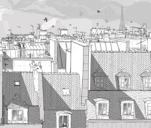 Vector: France - Paris roofs France - Paris roofs