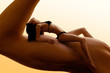 Beautiful Woman on Man's Biceps