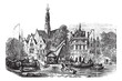 Grain market and Saint-Bavochurch docks, in Haarlem, Netherland Grain market and Saint-Bavochurch docks, in Haarlem, Netherland