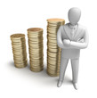 Whiteman and rising money graph, 3D concept