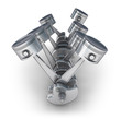 Illustration: V8 engine pistons. 3D image. V8 engine pistons. 3D image.