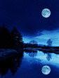 night scenery with river and the moon