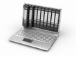 Archive. Laptop with folders instead of the screen Archive. Laptop with folders instead of the screen