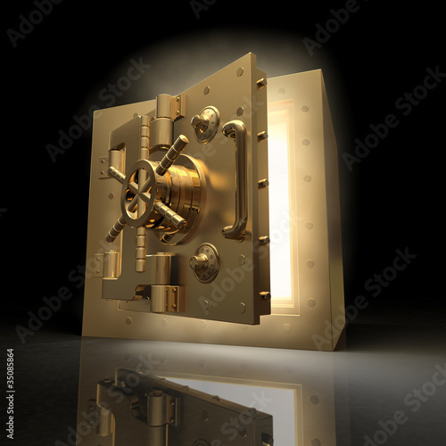 Illustration: Opening vault and volume light. 3d Opening vault and volume light. 3d