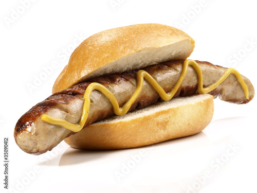 Foto: Bratwurst mit Senf Bratwurst mit Senf