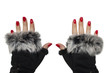 Photo: Woman hands with fashion winter gloves Woman hands with fashion winter gloves
