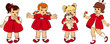 Vintage cartoon little girls. Vector set