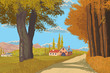 Vector: Autumn rural landscape Autumn rural landscape