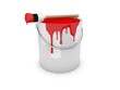 Farbeimer, Farbtopf mit Pinsel rot / paint pot with brush