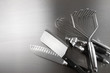 Ktchen utensils on stainless steel Ktchen utensils on stainless steel