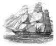 USS Constitution, vintage engraved illustration