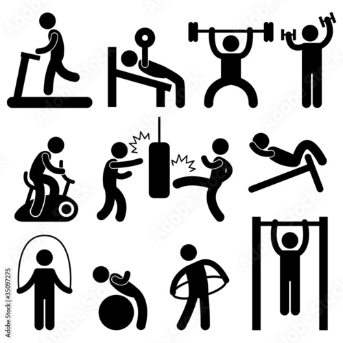 Vector: Man Athletic Gym Gymnasium Body Exercise Workout Pictogram Man Athletic Gym Gymnasium Body Exercise Workout Pictogram