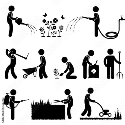 Vector: Gardening Work Plant Flower Grass Pictogram Icon Symbol Gardening Work Plant Flower Grass Pictogram Icon Symbol