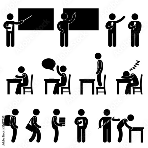 Vector: School Teacher Student class classroom Symbol School Teacher Student class classroom Symbol