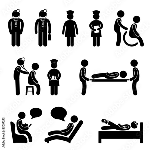 Vector: Doctor Nurse Hospital Medical Psychiatrist Patient Sick Doctor Nurse Hospital Medical Psychiatrist Patient Sick