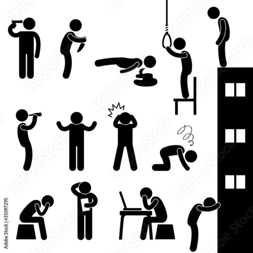 Vector: Man People Suicide Kill Desperate Death Stress Sad Man People Suicide Kill Desperate Death Stress Sad