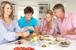 Family enjoying meal at home