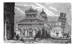 Leaning Tower, cathedral and baptistery of Pisa, vintage engravi Leaning Tower, cathedral and baptistery of Pisa, vintage engravi