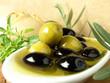 Green and black olives.