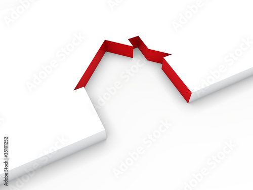 Illustration: 3d house line red 3d house line red