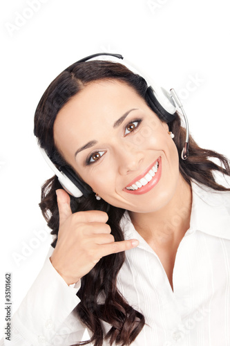 Photo: Support phone operator with call me gesture Support phone operator with call me gesture