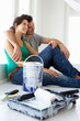 Couple decorating house