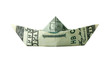 Origami boat folded from $100 banknote Origami boat folded from $100 banknote