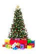 decorated christmas tree with many colorful gifts