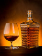 glass and luxury bottle of liquor