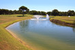 Fountain in the artificial pond. Fountain in the artificial pond.