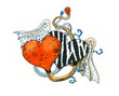 inked brushwork with wild hearts