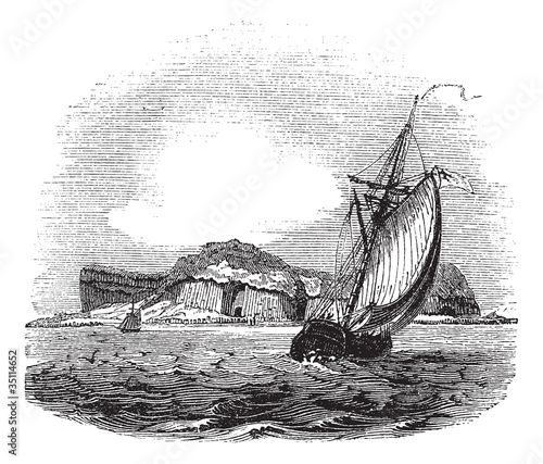 Vector: Staffa in Argyll and Bute Scotland vintage engraving Staffa in Argyll and Bute Scotland vintage engraving