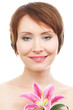 Beautiful woman with lily flower