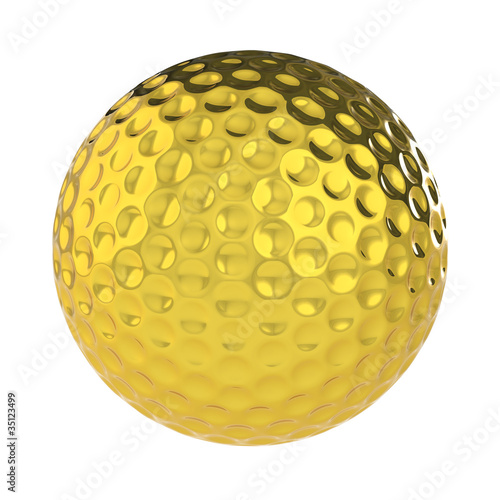 Illustration: A Golden Golf Ball. Isolated A Golden Golf Ball. Isolated