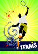 Tennis player poster. Colored Vector illustration for designers