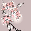 Pastel background with stylized simple contour lilies Pastel background with stylized simple contour lilies