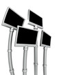 Futuristic photo frame stand isolated