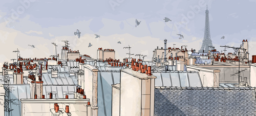 Vector: France - Paris roofs France - Paris roofs