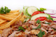 gyros with french fries and salad