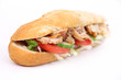 Gyros baguette over white