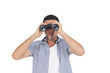 man with binoculars