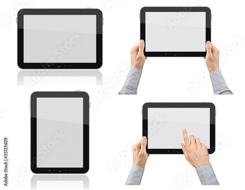 Photo: Set of Tablet PC with Hands Set of Tablet PC with Hands