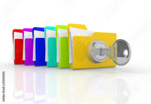 Illustration: Key and folders Key and folders