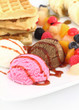 Waffles with ice cream and fruits Waffles with ice cream and fruits